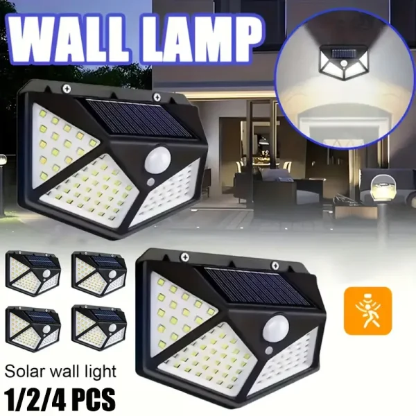 Lot d'appliques solaires 100 LED, 1, 2 ou 4 pièces