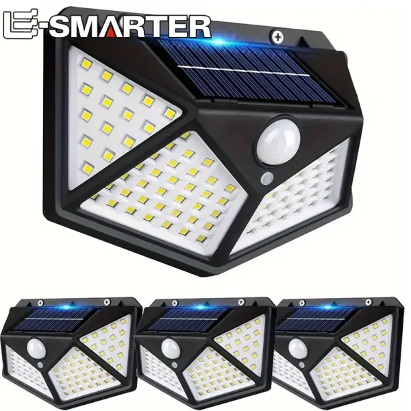 Appliques solaires 100 LED à détecteur de mouvement – lot de 1, 2 ou 4
