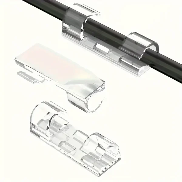 Attaches-câbles adhésives transparentes, lot de 30