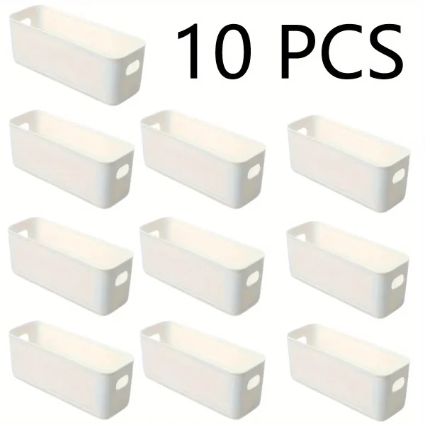 Bacs de rangement étroits à poignées, lot de 5 ou 10