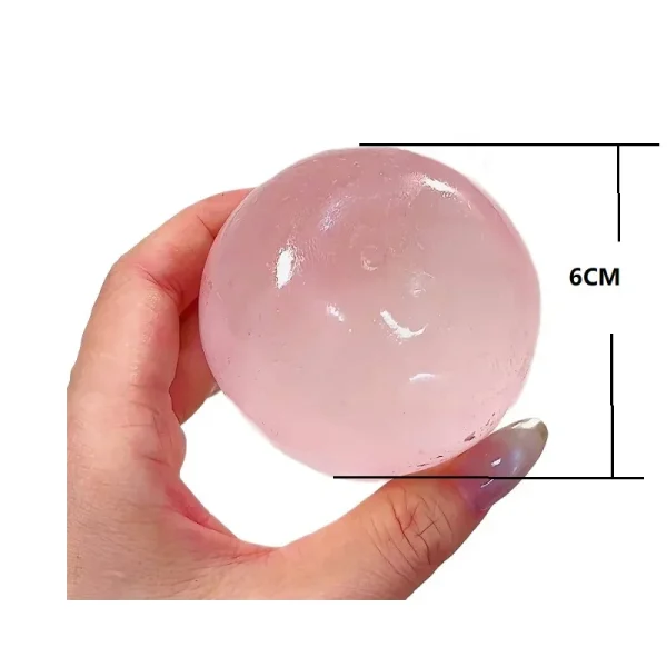 Balle anti-stress translucide façon maltose, 6 cm – bleu ciel, jaune clair ou rose