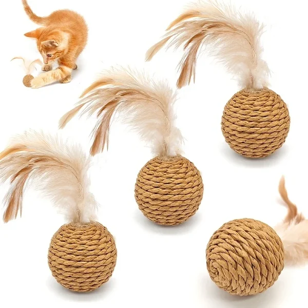 Balles en rotin à plumes et grelot