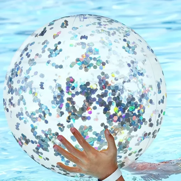 Ballon de plage transparent à paillettes