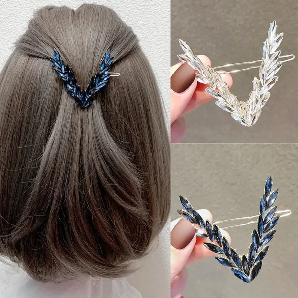 Barrette cristal en V pour cheveux