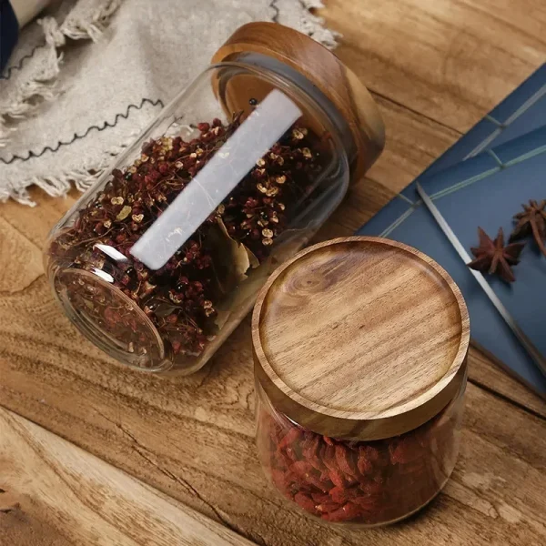 Bocal couché, couvercle en acacia