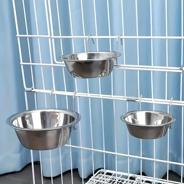 Bol inox à crochets pour cage