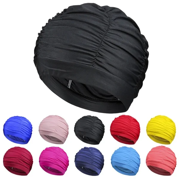 Bonnet de bain plissé en tissu