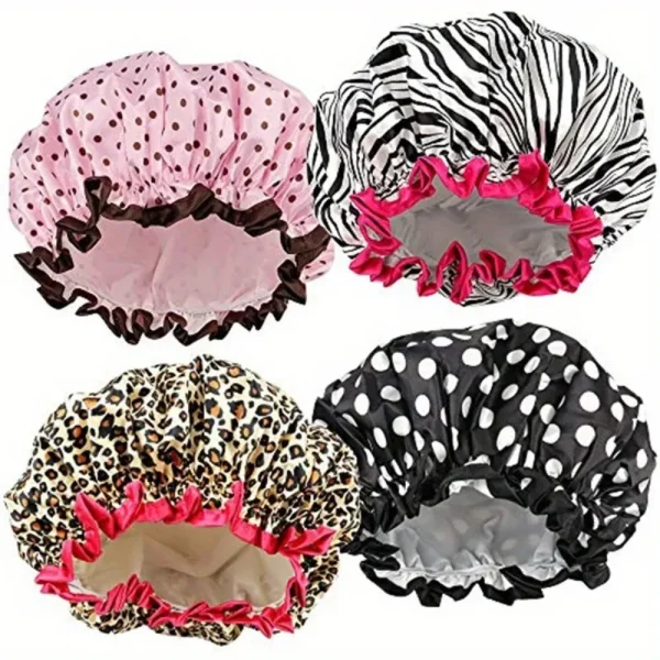 Bonnet de douche doublé imperméable à motifs