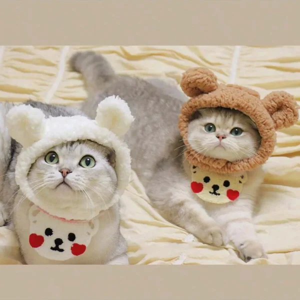 Bonnet en peluche à oreilles pour chat