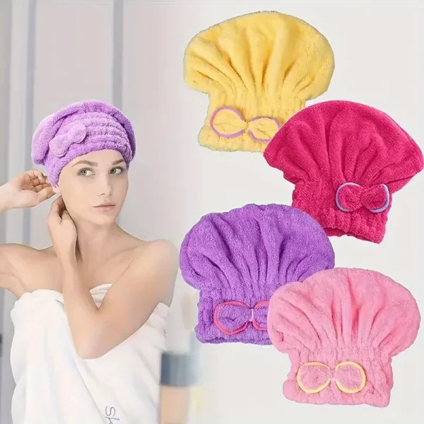 Bonnet sèche-cheveux en microfibre à nœud