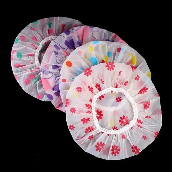 Bonnets de douche imperméables à motifs, lot de 5