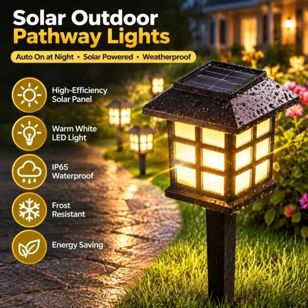 Borne solaire d'allée façon lanterne, à planter