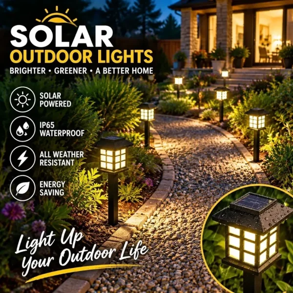 Bornes solaires bordant une allée
