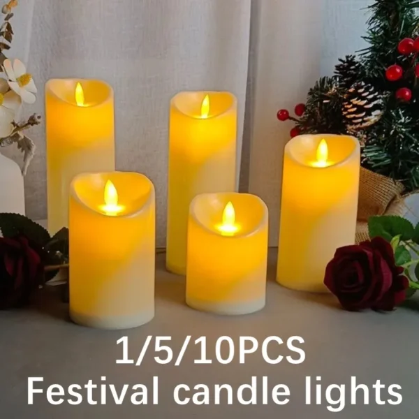 Bougies LED sans flamme à mèche oscillante, à l'unité ou par 5 ou 10