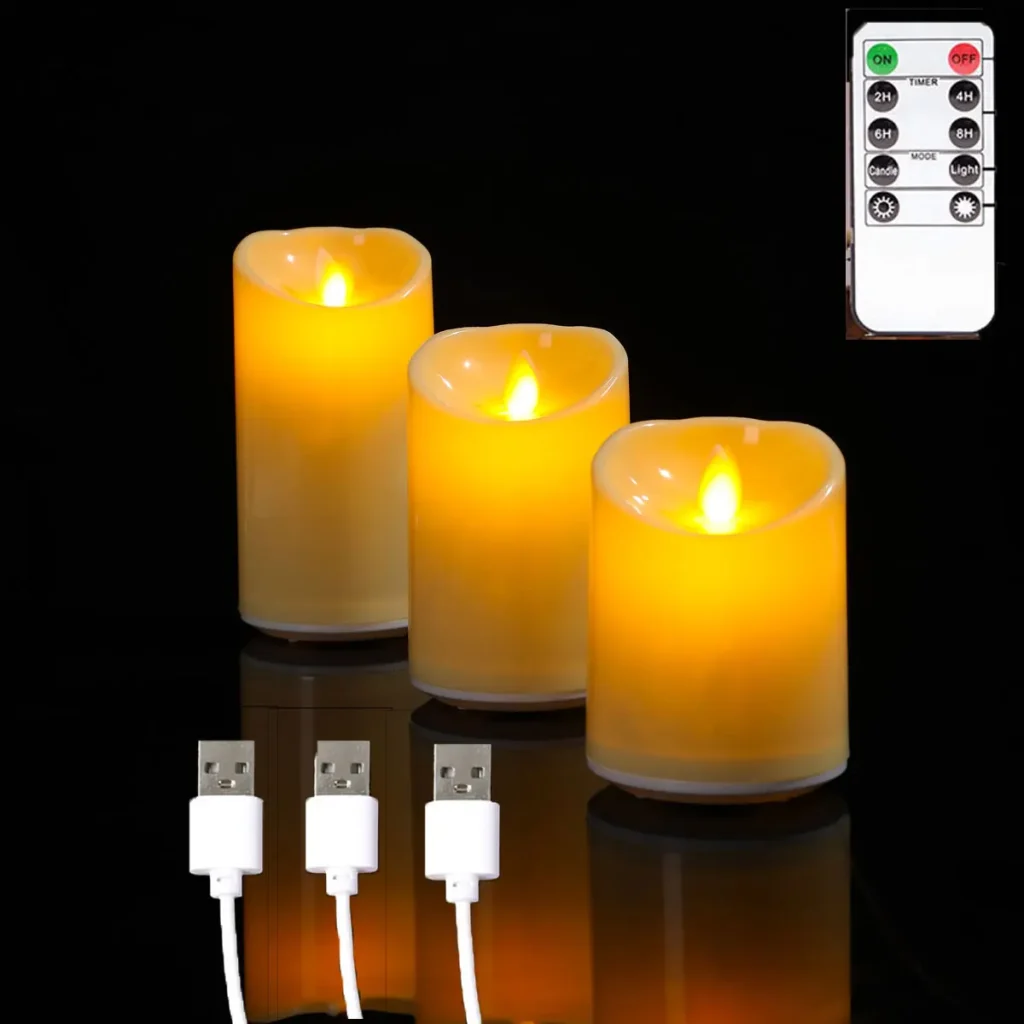 Trio de bougies et télécommande