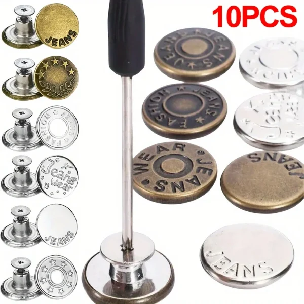 Boutons de jean bronze et argentés