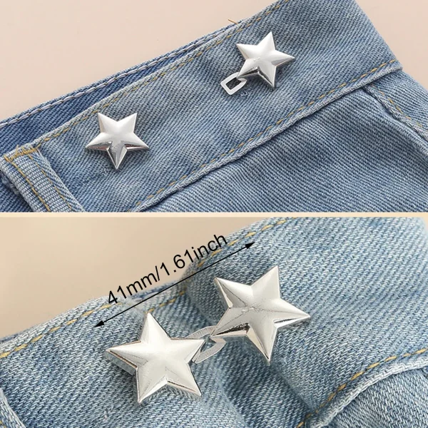 Boutons de serrage pour taille de jean, sans couture – étoile, trèfle, nœud, patte de chat