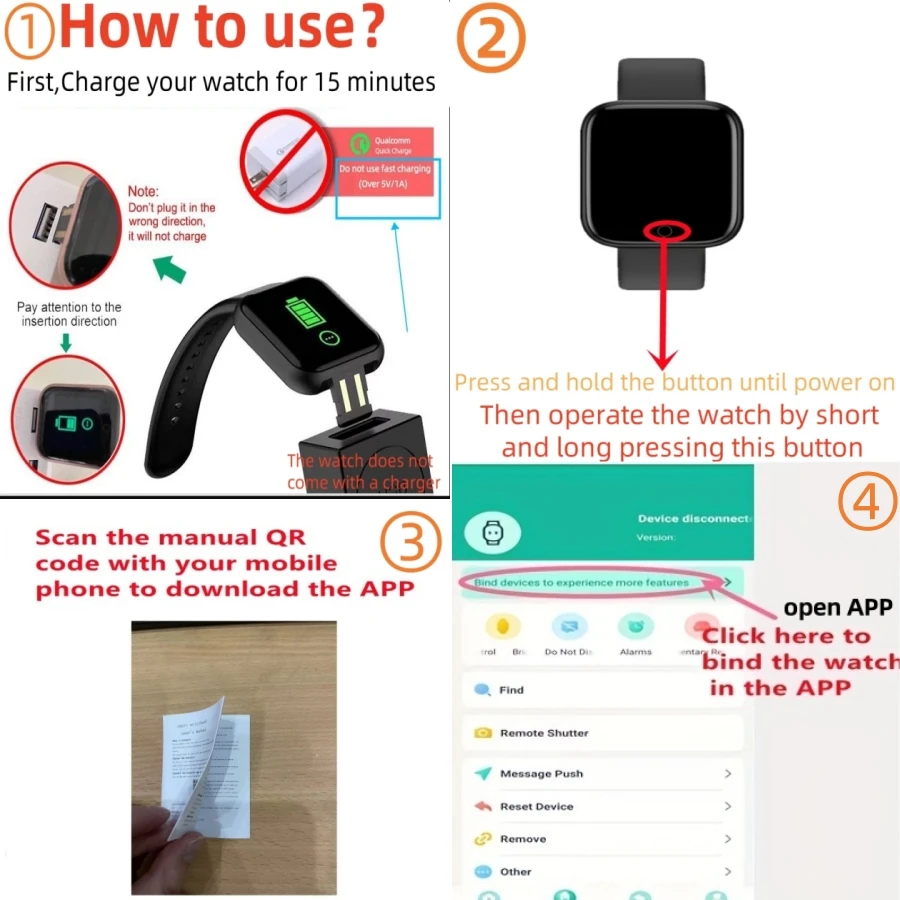 Mode d'emploi : charge USB et association à l'application
