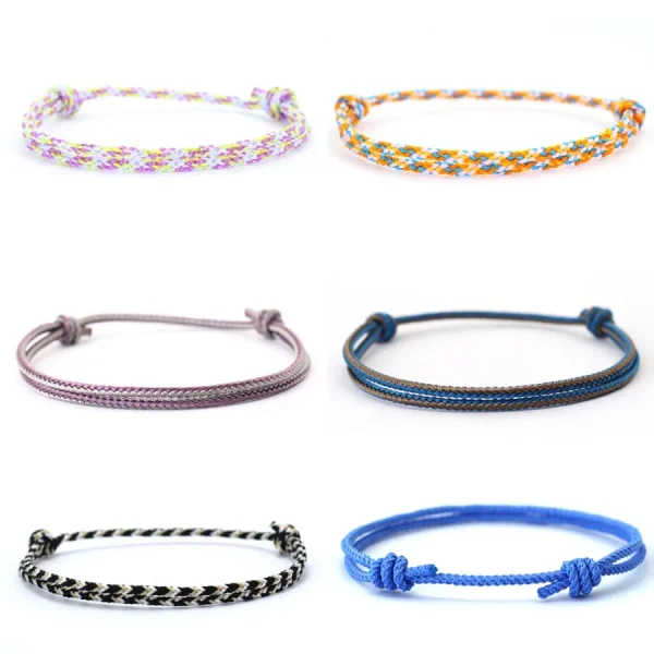Bracelet cordon fin 2 mm réglable, 13 coloris