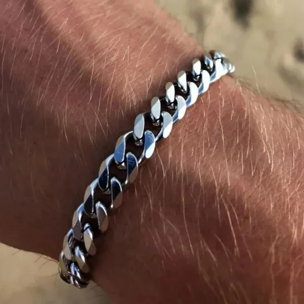 Bracelet gourmette en acier inoxydable, 3 à 7 mm