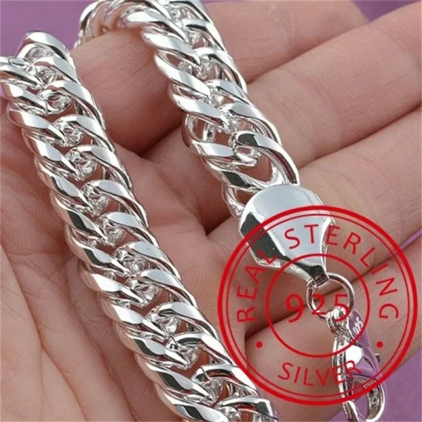 Bracelets à mailles argentées, 20 cm – gourmette, tressé, perles, torsadé