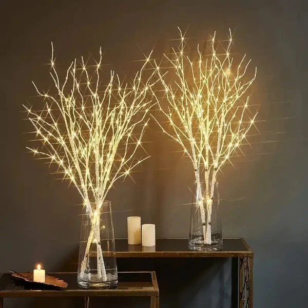 Branche de bouleau lumineuse à piles, 72 cm