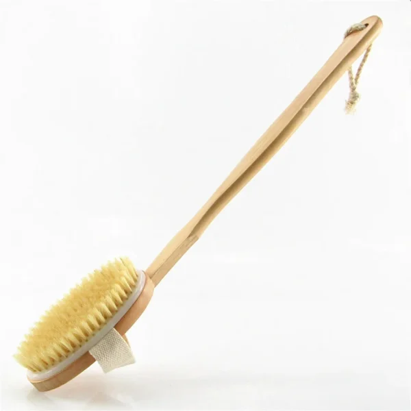 Brosse de bain en bois à long manche amovible