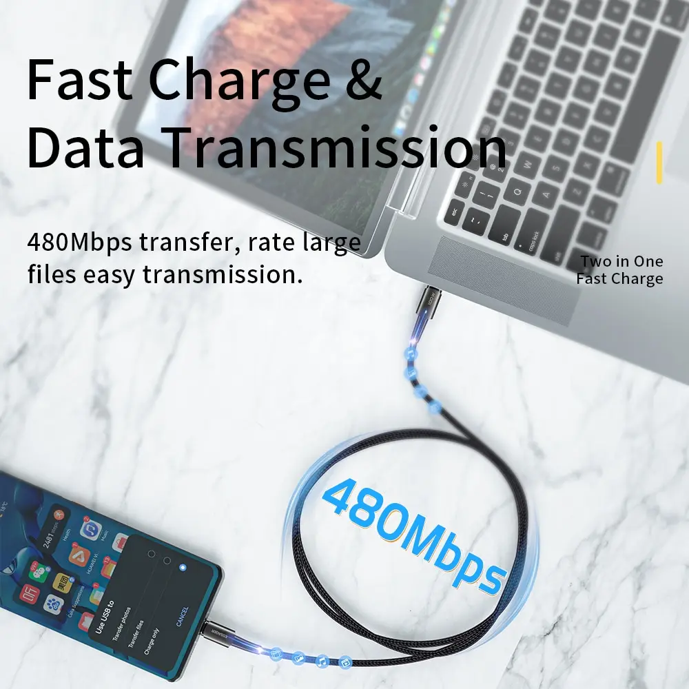Charge rapide et transfert de données à 480 Mb/s