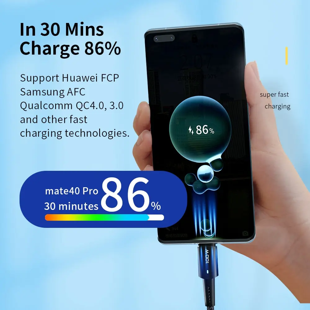 Charge de 86 % en 30 minutes