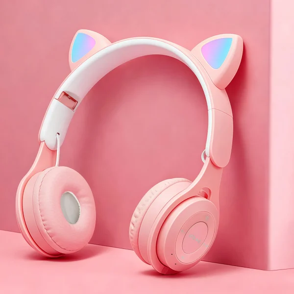 Casque Bluetooth à oreilles de chat lumineuses