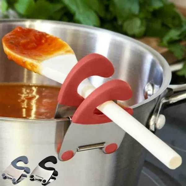 Clip repose-cuillère pour bord de casserole