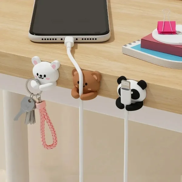Clips range-câbles animaux, lot de 3