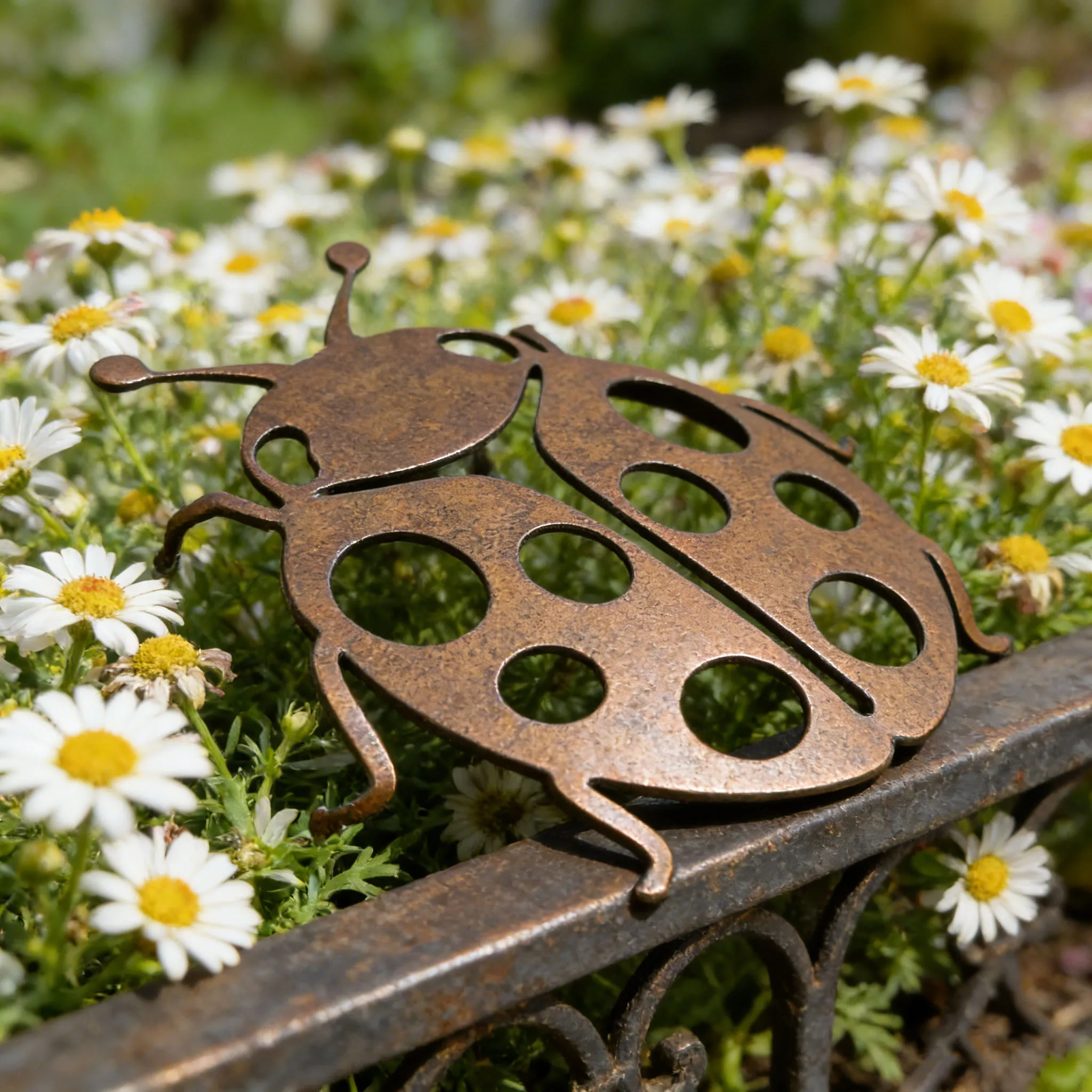 Coccinelle sur une balustrade