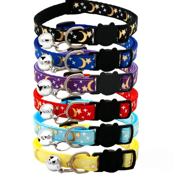 Collier pour chat étoiles et lunes à clochette