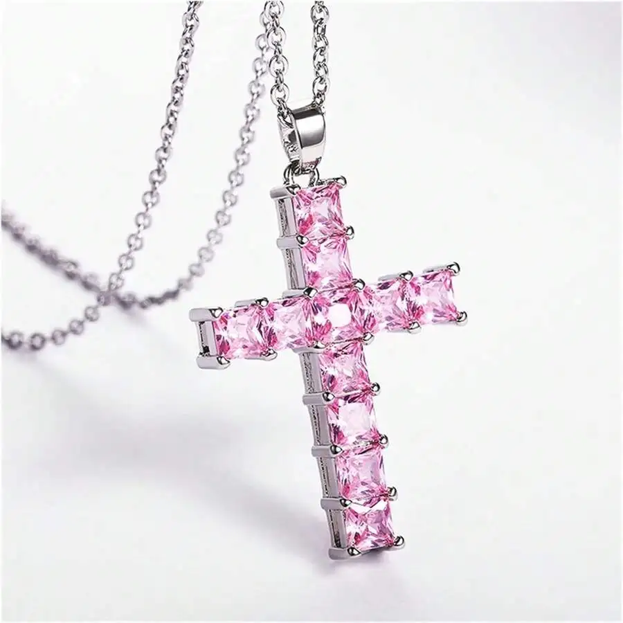 Croix rose argentée