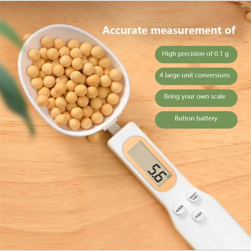 Cuillère balance électronique remplie de pois chiches