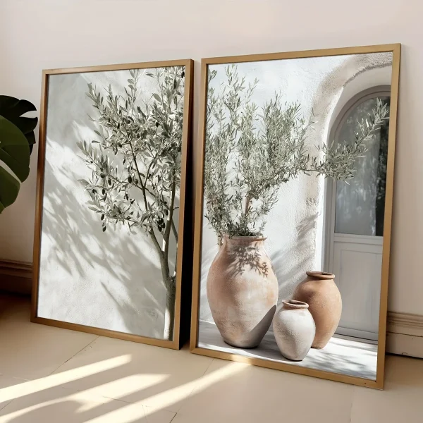 Diptyque d'affiches olivier et jarres, lot de 2