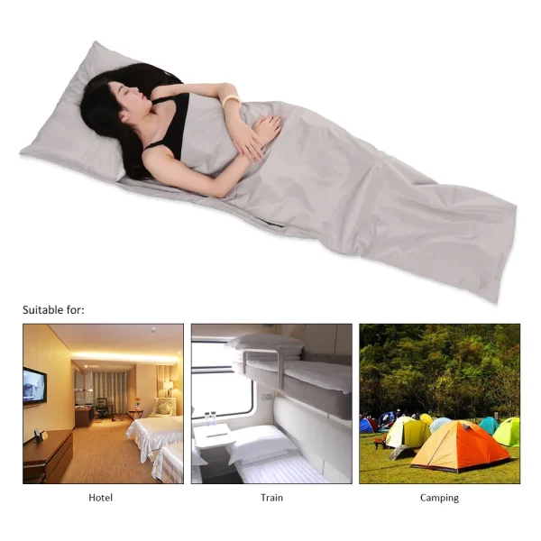 Drap de sac de couchage avec taie intégrée