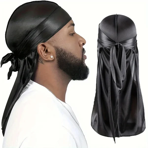 Durag en satin à longues attaches