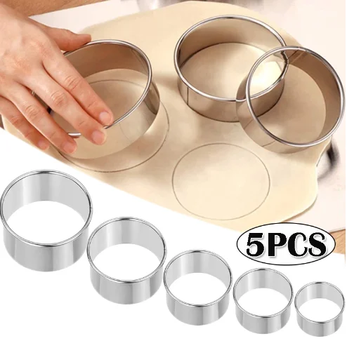 Emporte-pièces ronds en inox, lot de 5 de 3,5 à 7 cm
