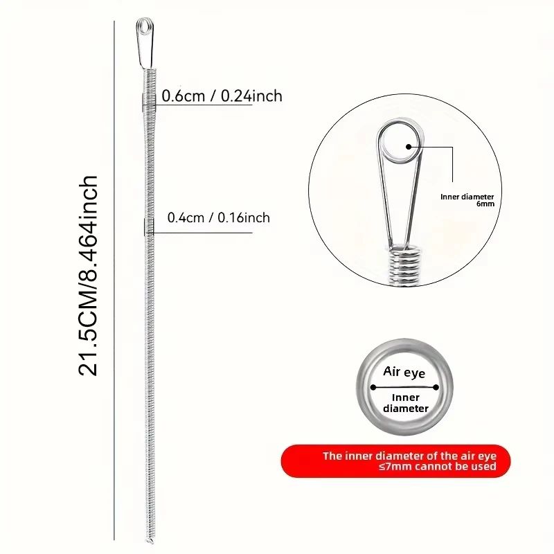 Dimensions de l'enfile-cordon : 21,5 cm, œillet de 6 mm