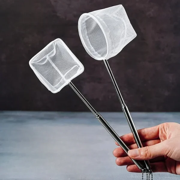 Épuisette télescopique en inox à filet fin