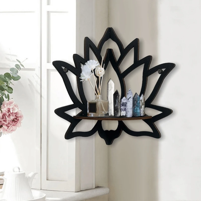 Étagère lotus avec pierres