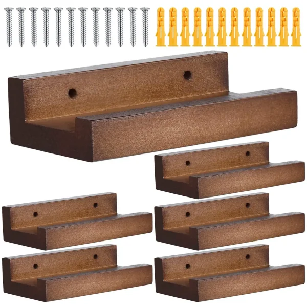 Étagères murales en bois pour vinyles, lot de 6