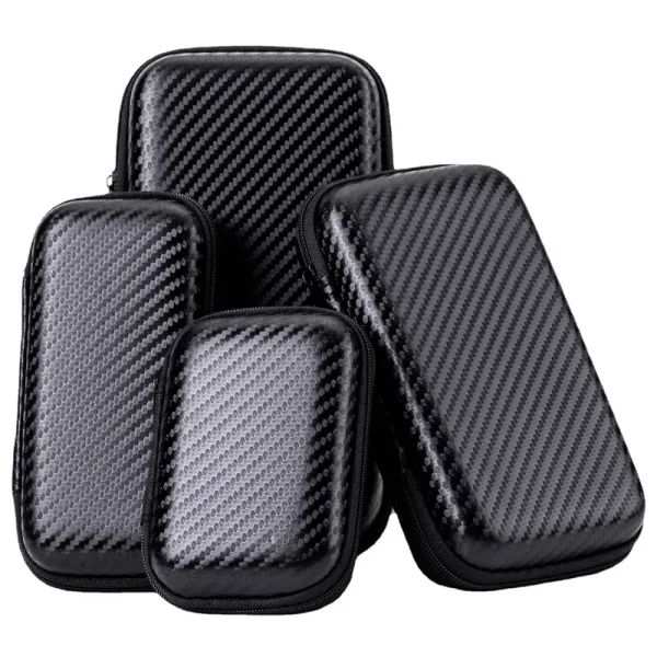 Étui rigide effet carbone pour batterie et disque dur