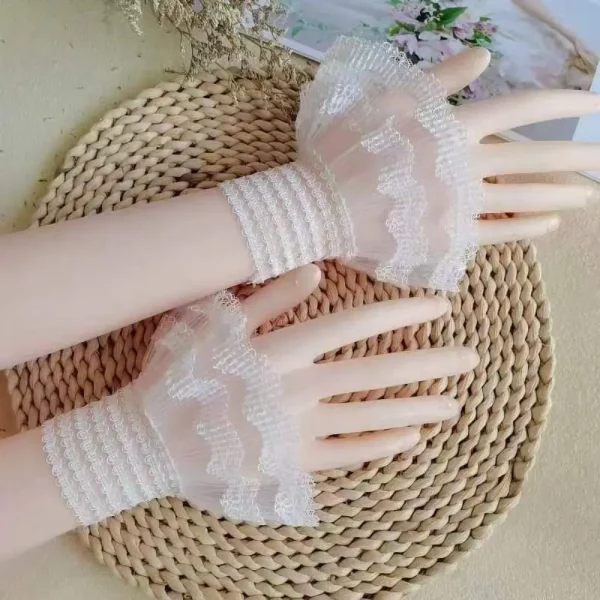 Fausses manchettes en dentelle à volants, la paire