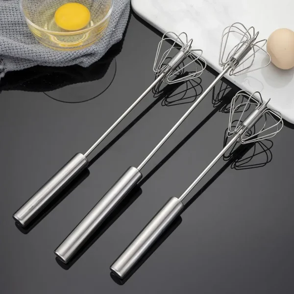 Fouet semi-automatique à poussoir en inox, 3 tailles