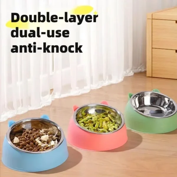 Gamelle surélevée inclinée pour chat, bol inox amovible 400 ml – 4 coloris