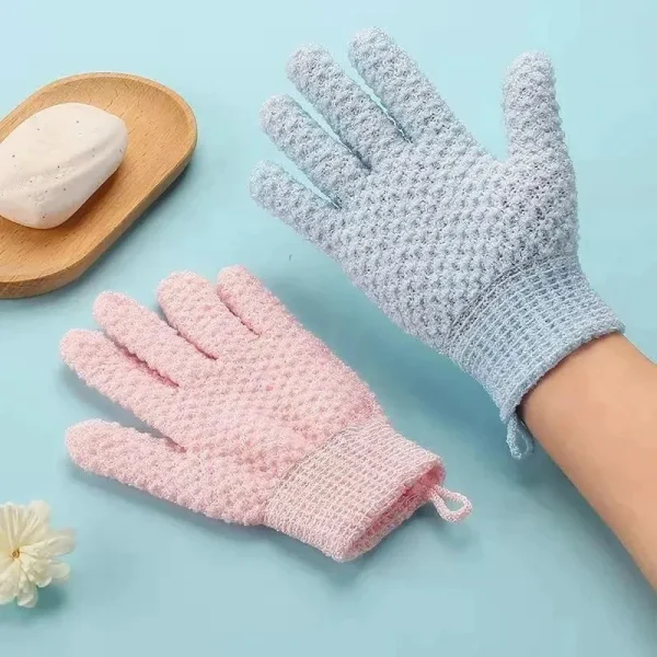 Gants de douche exfoliants à cinq doigts