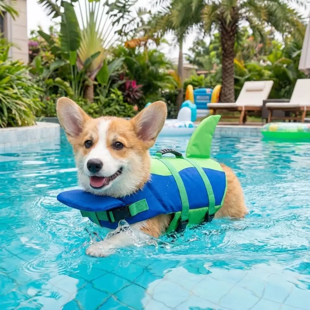 Corgi dans la piscine